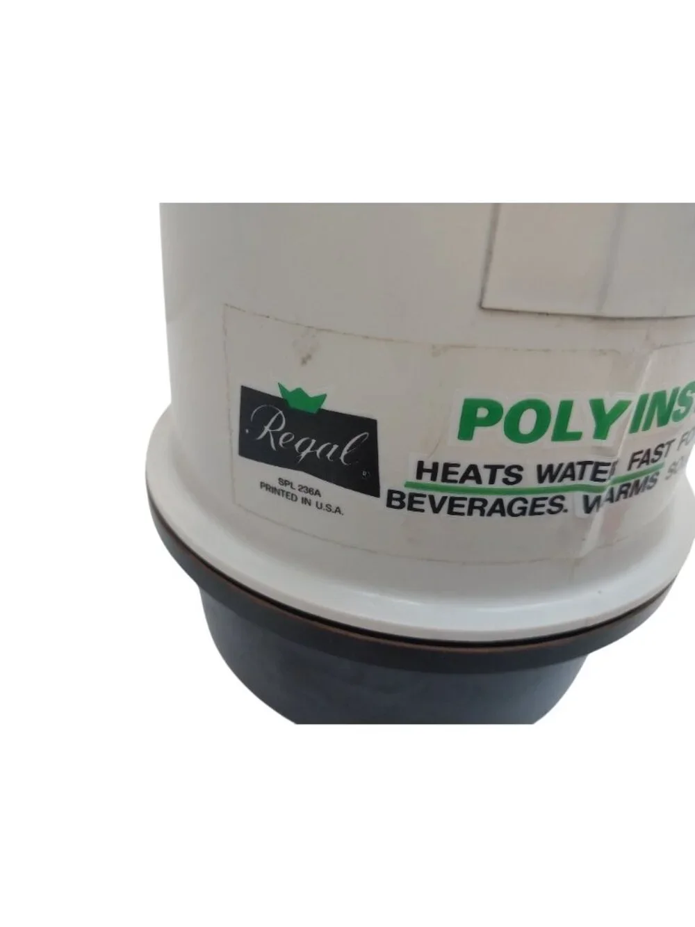 Vintage Regal Poly Insta-Hot Electric Water Heater 5 Cup Capacity with Manual